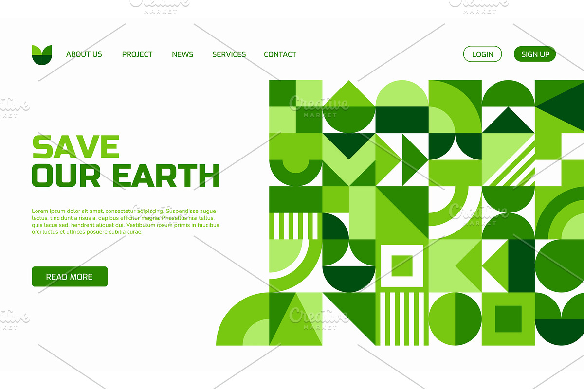 Save Earth landing page with pattern, a Decorative Illustration by Vector Tradition