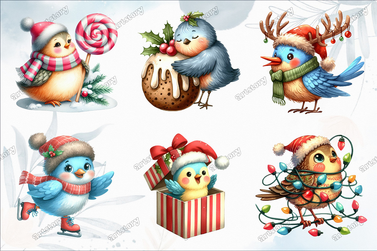 Christmas Funny Birds Sublimation, an Illustration by designcity5 (Photo 2 of 5)