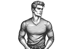 Stylish Muscular Man sketch vector, a Person Illustration by AlexArt