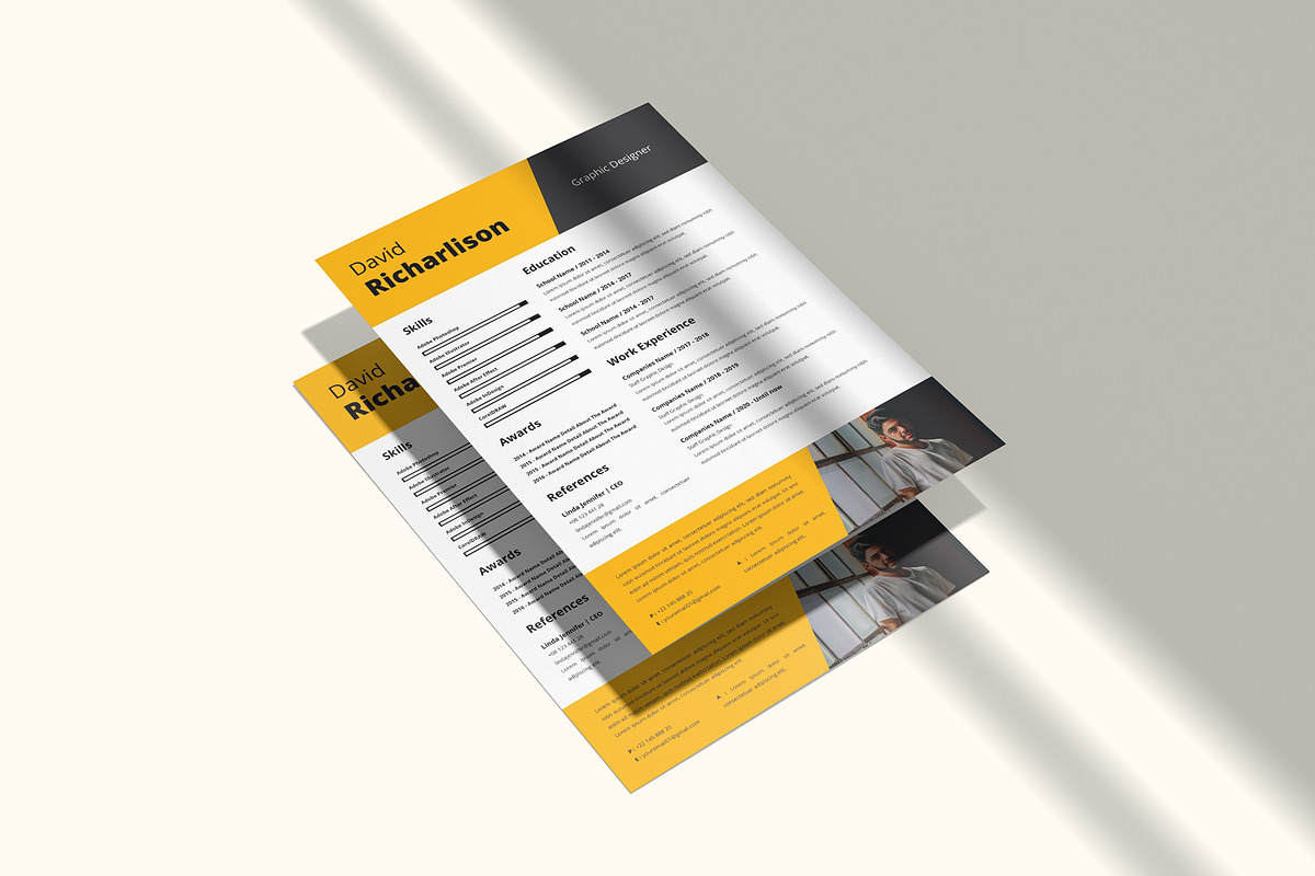 Modern Simple Personal Resume CV, a Resume Template by Jiwstudio (Photo 2 of 2)