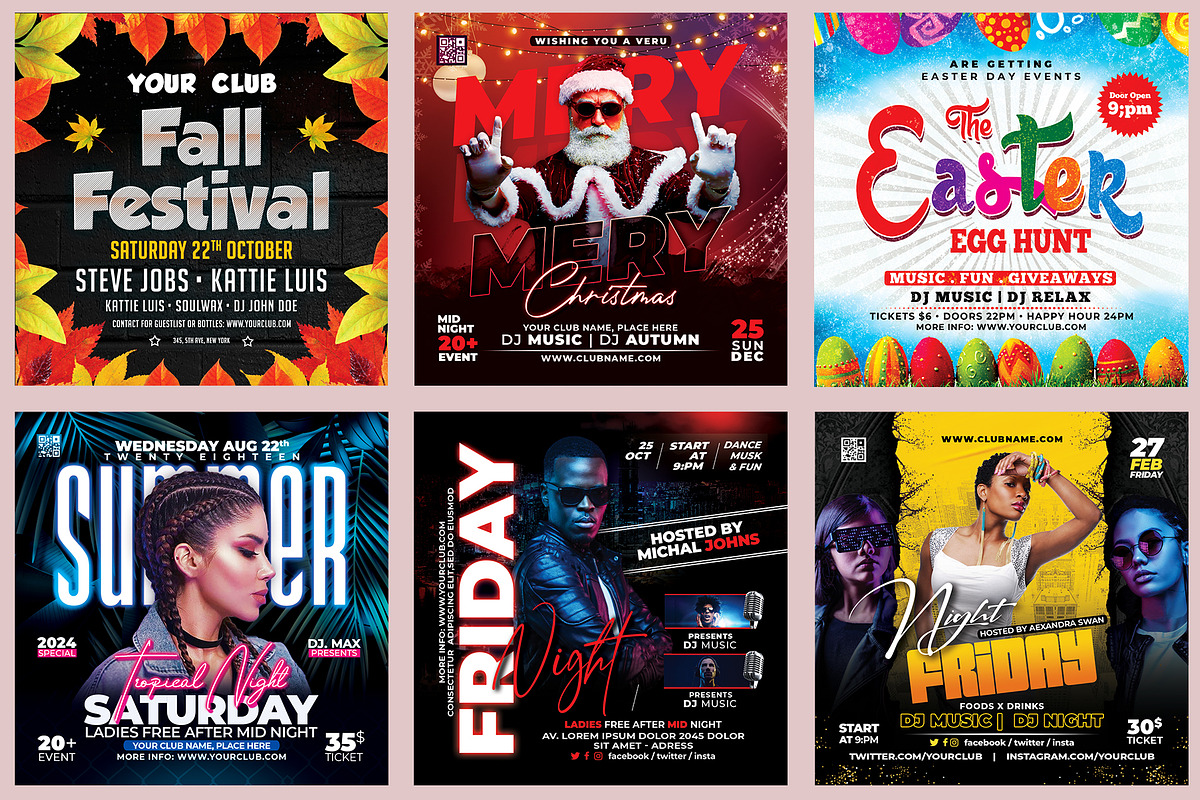 150 Night Club Flyer Bundle, a Flyer Template by AfzaalGraphics (Photo 18 of 27)
