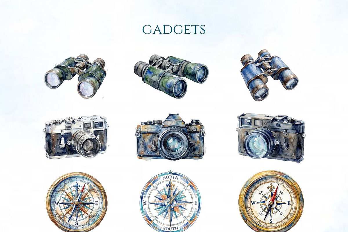 Travel Watercolor Clipart Set, a Decorative Illustration by Arslan (Photo 5 of 17)