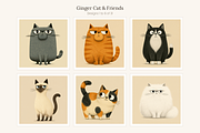 Ginger Cat & Friends Clip Art, an Animal Illustration by LanternkinStudio (Thumbnail 6 of 15)