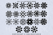 Snowflake Procreate Stamp Brushes, a Brush Add-On by HalieKStudio (Thumbnail 3 of 9)
