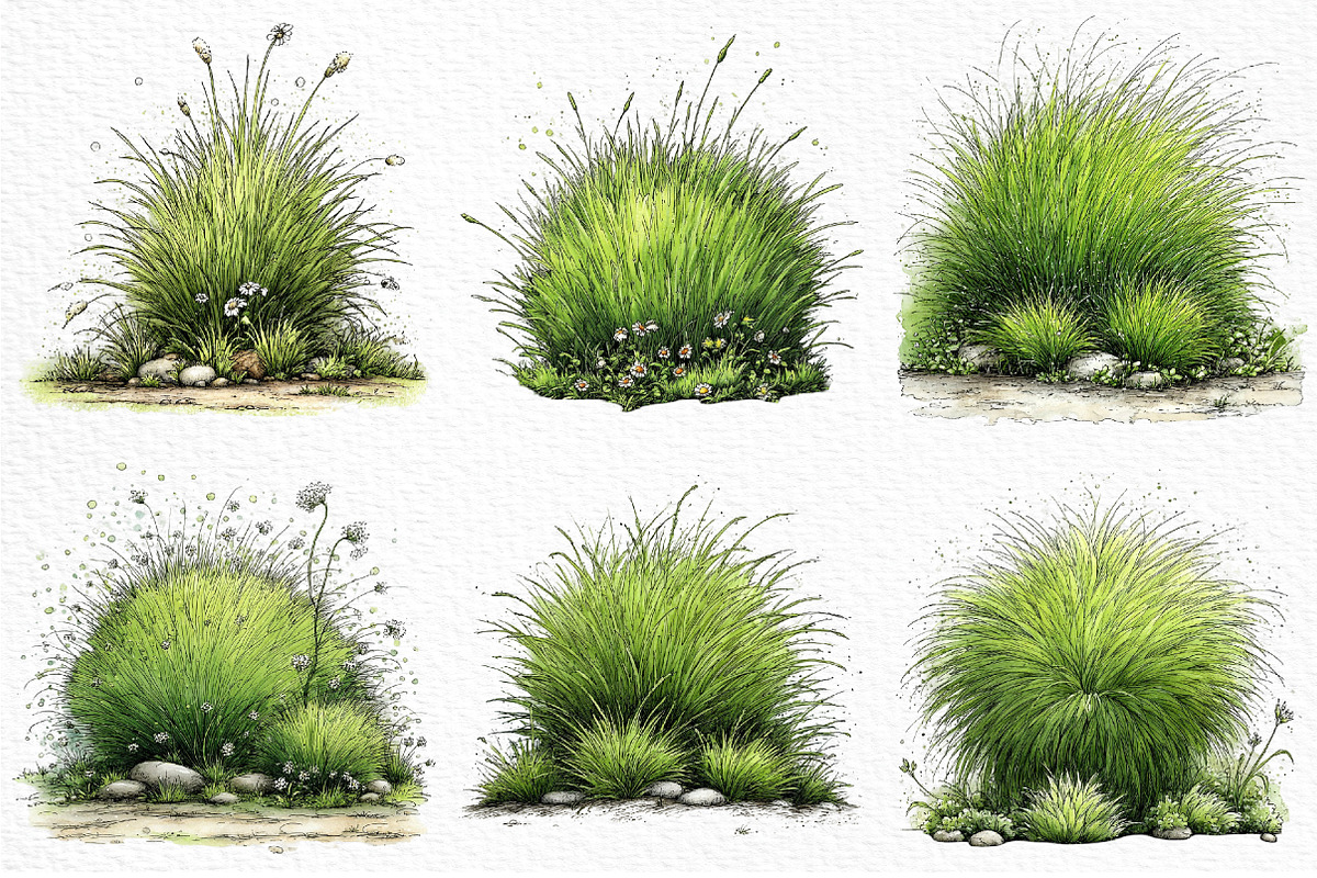 Watercolor Spring Green Grass Clipar, an Illustration by Craft Nest (Photo 6 of 6)