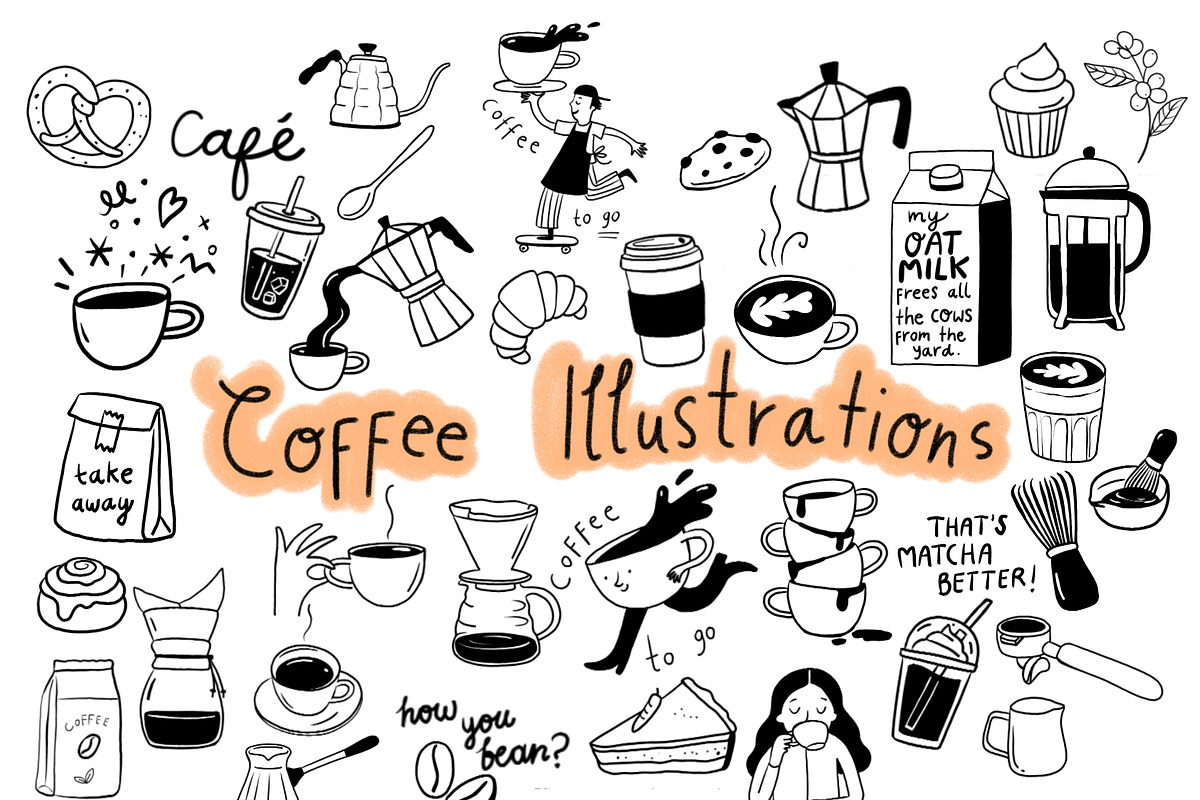 Café & Coffee Line Art Illustrations, a Food Illustration by sernuretta (Photo 1 of 6)