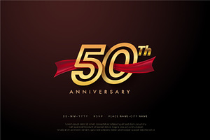 Golden Anniversary Logo & Red Ribbon