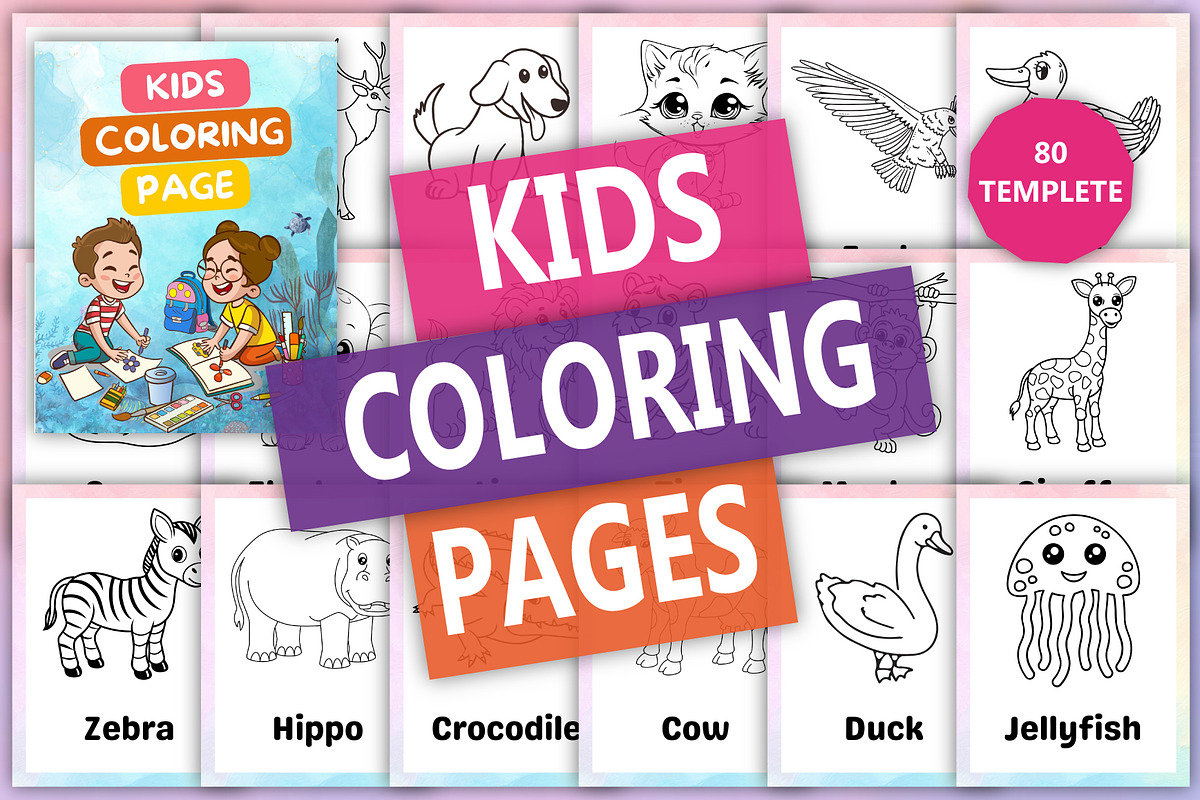 Coloring Pages for Kids – Animal, a Stationery Template by Designmela01 (Photo 1 of 6)