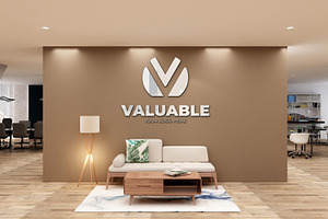 3d Logo Mockup In Office Lobby Room