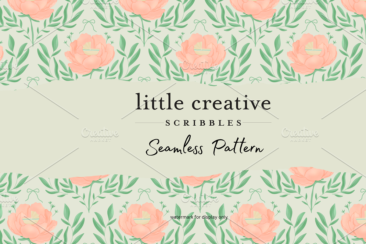 Peony Baby Carriage Seamless Pattern, a Pattern Graphic by Little Creative Scribbles (Photo 1 of 7)