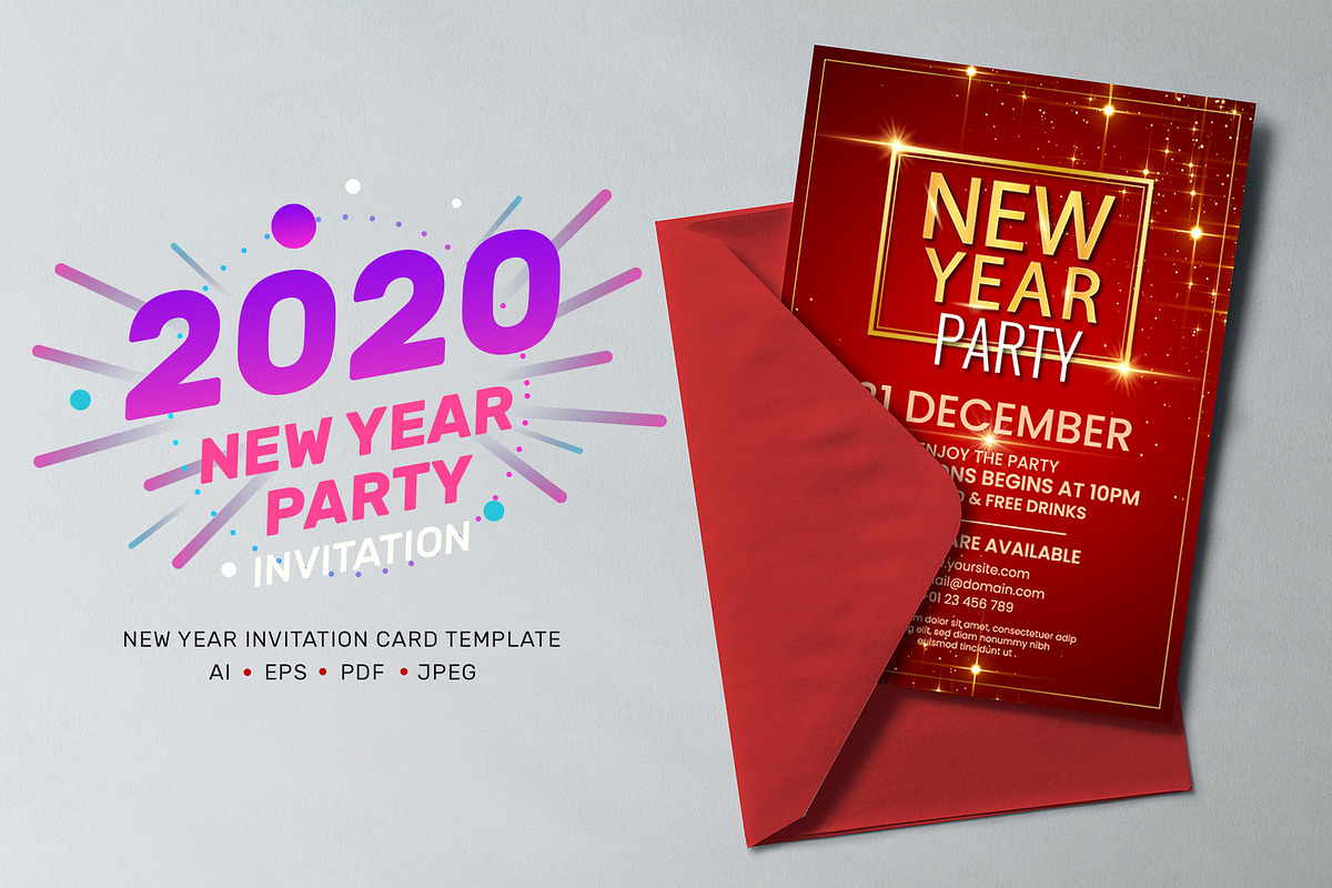 New Year Invitation Card Template, an Invitation Template by Andit themes (Photo 1 of 6)