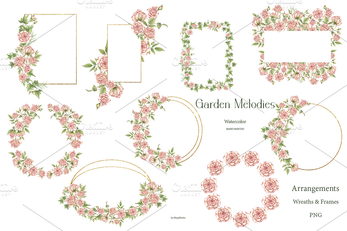 Watercolor Garden Melodies, a Decorative Illustration by MayaNavits (Photo 3 of 10)