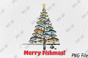 Funny Fishing Christmas Tree Png, a Seasonal Illustration by Rose Art