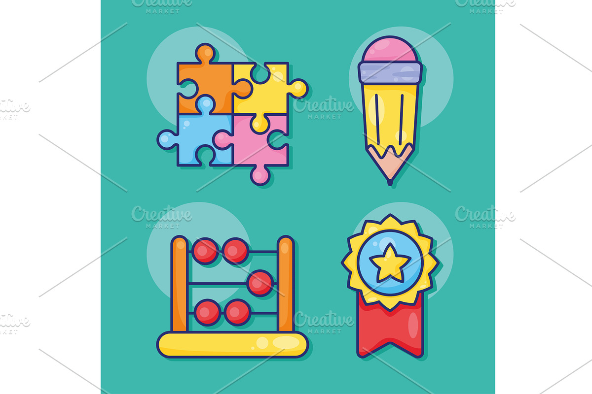 four learning education icons, an Object Illustration by studiogstock