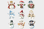 Watercolor Christmas Snowman Clipart, a Seasonal Illustration by Design Market (Thumbnail 5 of 5)