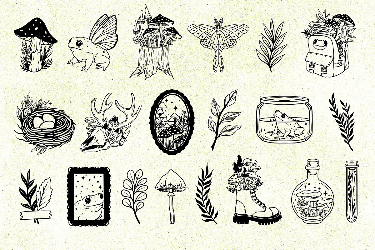 Goblincore SVG/PNG 40 designs Bundle, an Object Illustration by SecondOfJuly (Photo 2 of 4)