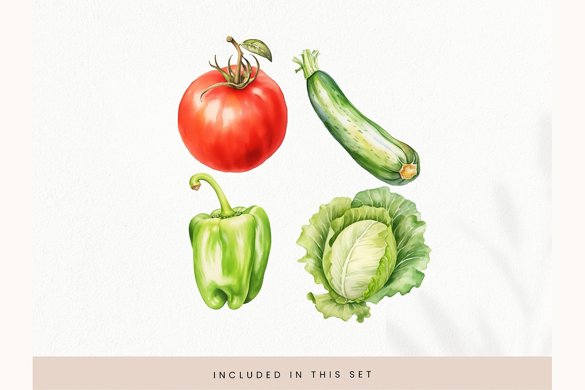 Watercolor Vegetables Clipart, Fresh, a Decorative Illustration by illuztrate (Photo 4 of 9)