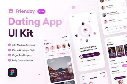 Friendzy - Dating App UI Kit, an UI Kit Template by dhuhacreative