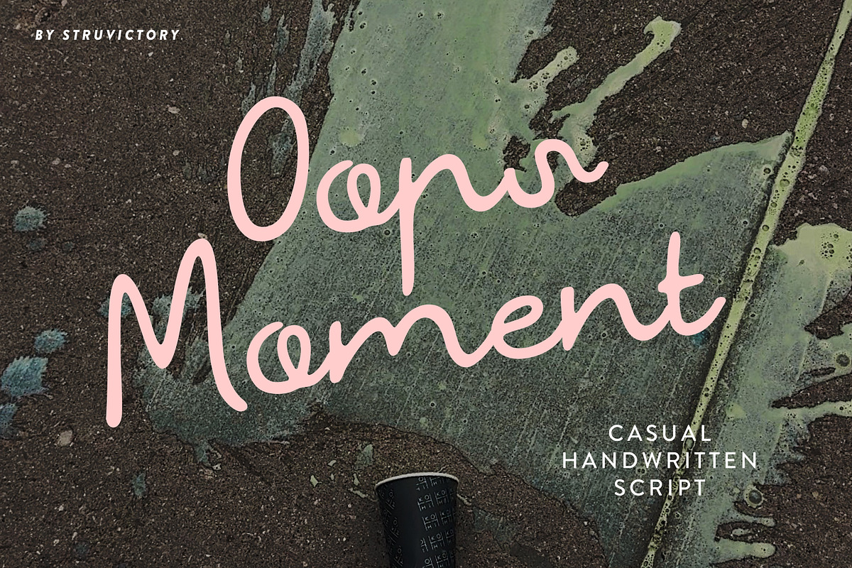 OopsMoment Casual Handwritten Script, a Script Font by Struvictory.art (Photo 1 of 9)
