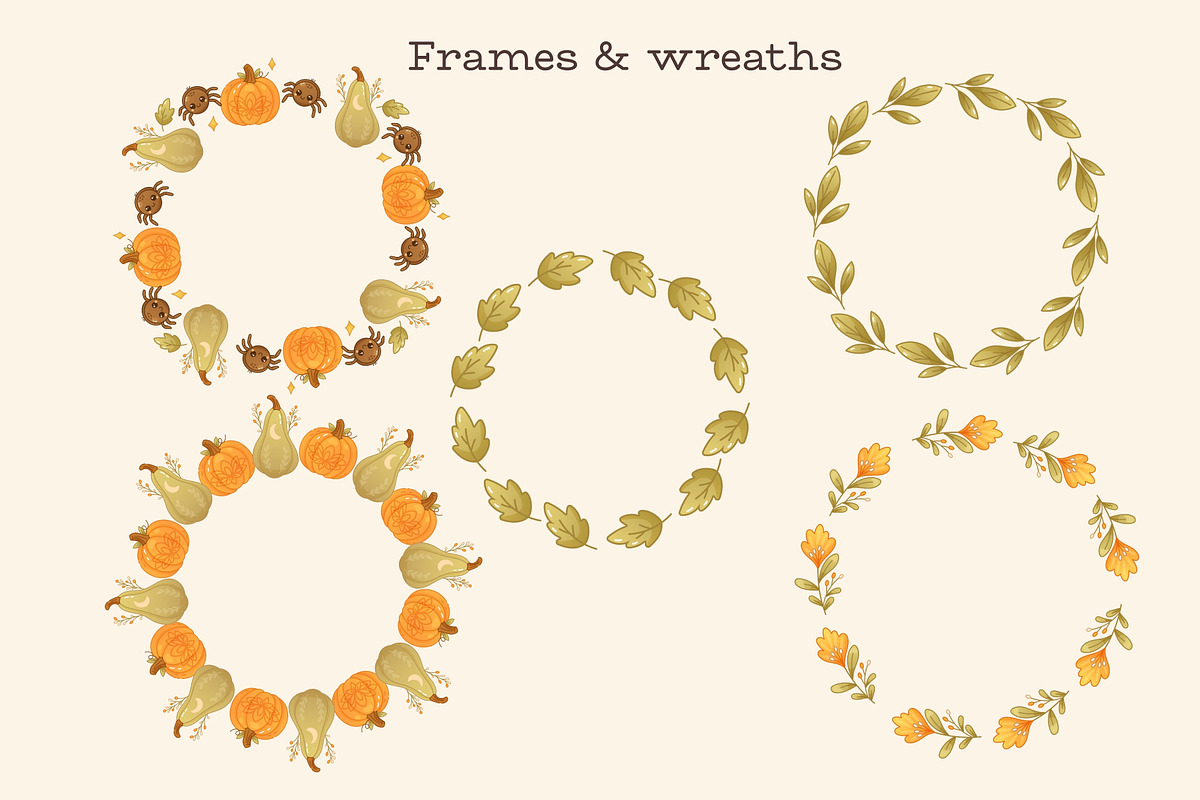 Boho Halloween Clipart & Frames, a Seasonal Illustration by Bielousova Art (Photo 3 of 8)