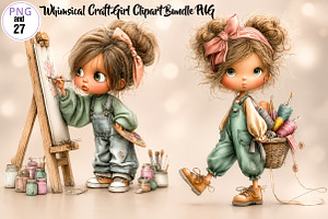 Whimsical Craft Girl Clipart Bundle, a Seasonal Illustration by CreationArt