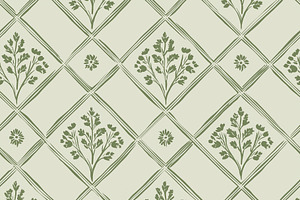 Seamless pattern. Seamless botanical grid pattern with diamond lattice creating, a Pattern Graphic by Studio ANNA
