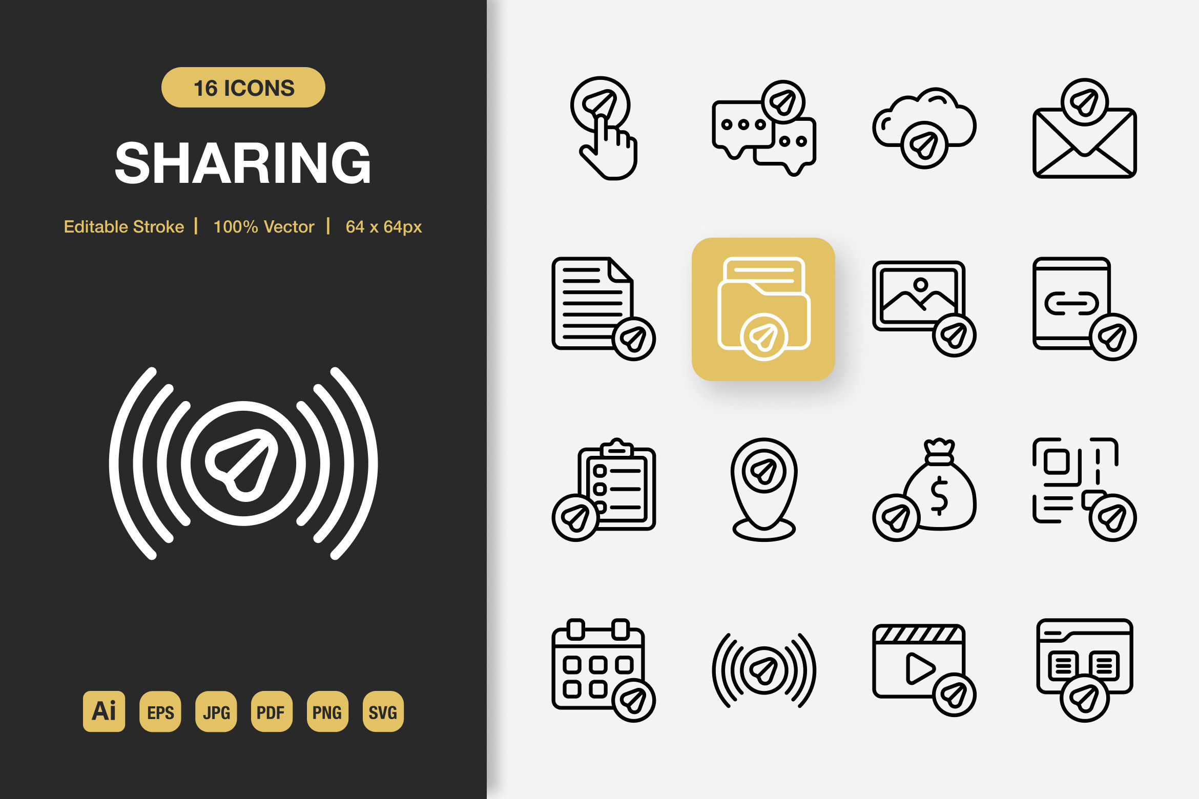 Sharing Outline Icons, an Outline Icon by Spacepixel Creative