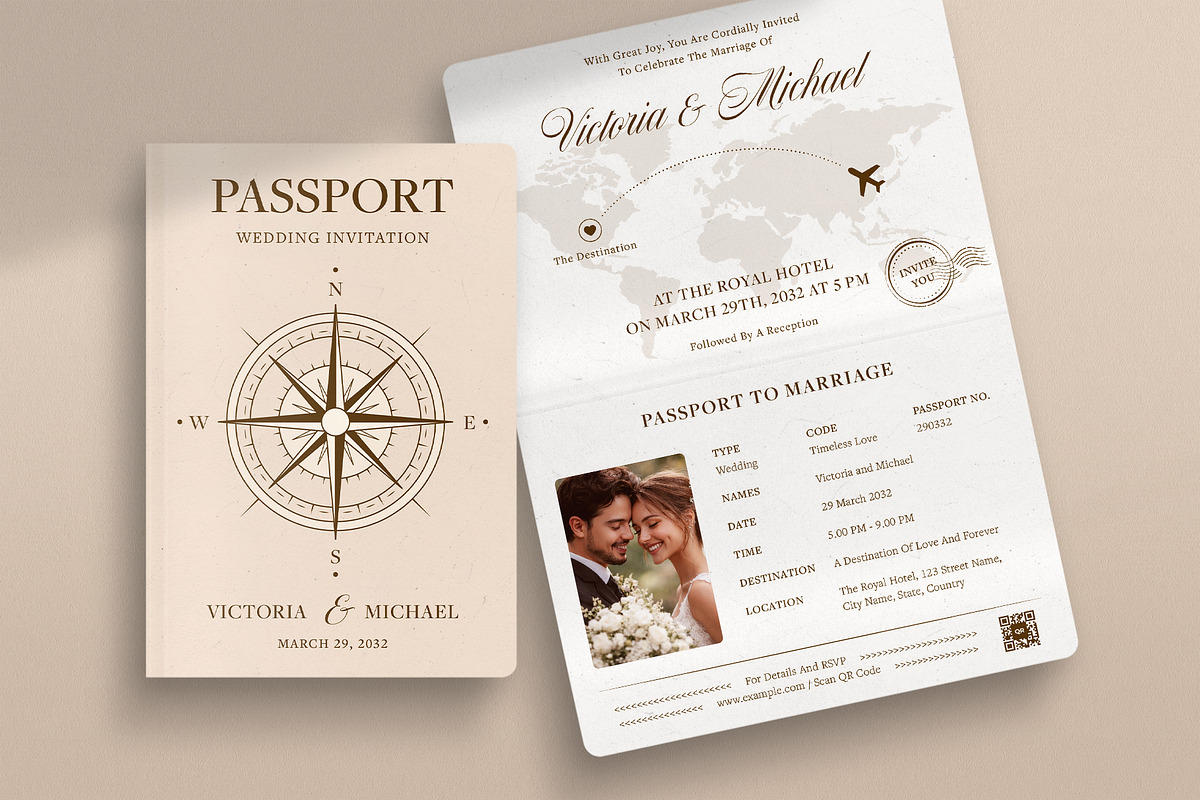 Passport Wedding Invitation Template, an Invitation Template by BrandPacks (Photo 4 of 4)