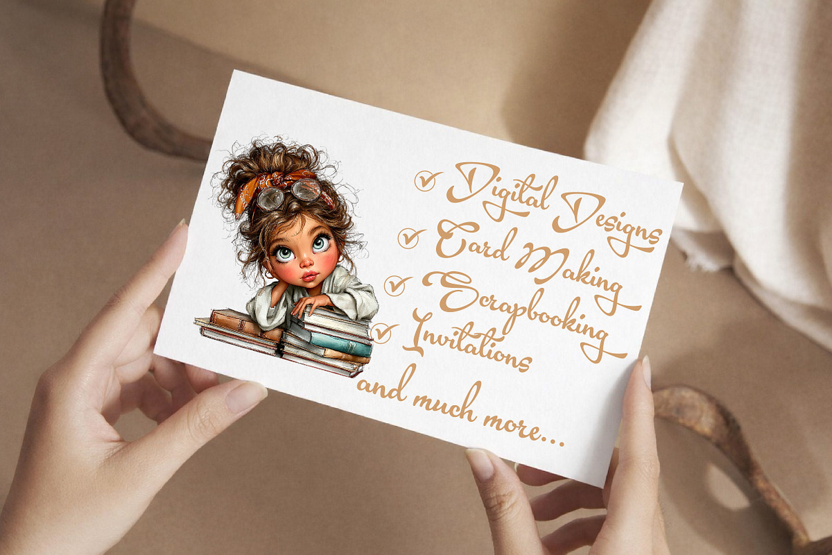 Whimsical Girl Peeking Clipart, an Illustration by Libby Wishes (Photo 6 of 7)