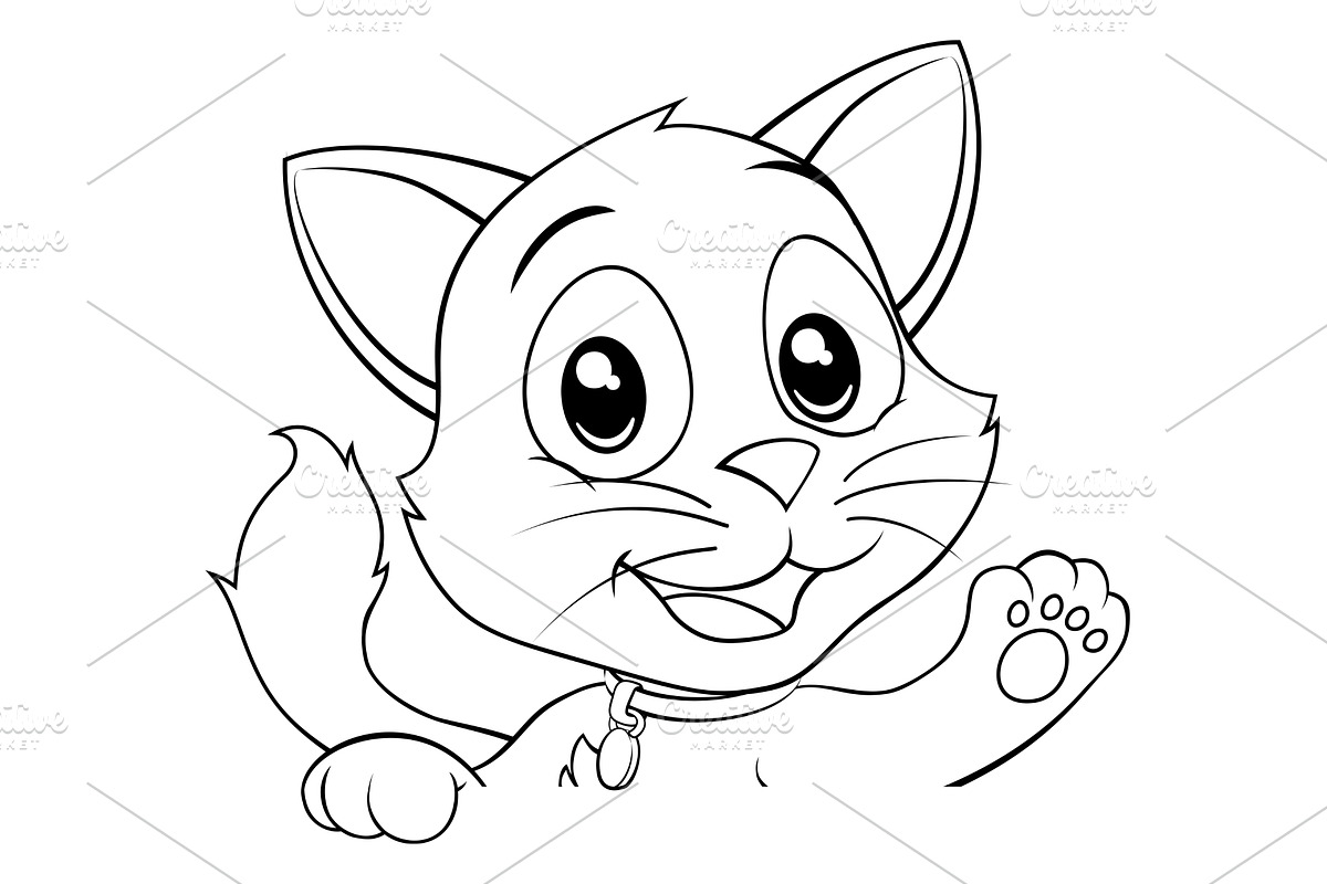 Cat Cute Cartoon Kitten Animal, an Animal Illustration by Christos Georghiou