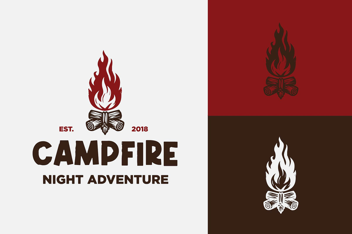 Vintage Bonfire Camp fire logo, a Branding & Logo Template by funpixel