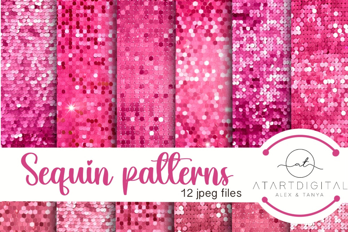 Pink Sequin Patterns Digital Paper, a Texture Illustration by Tanya Kart (Photo 2 of 4)