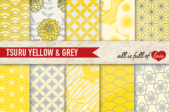 Yellow Grey Japanese Backgrounds Kit preview 6