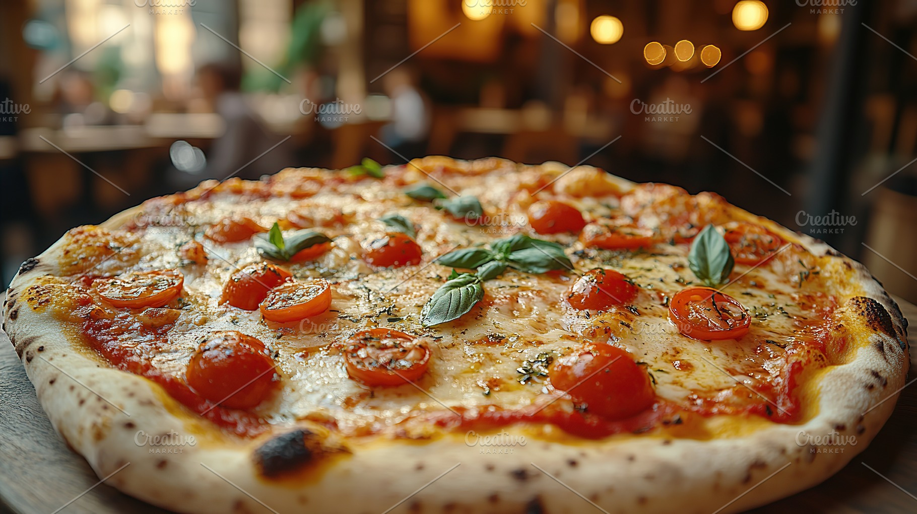 Fresh homemade pizza with cheese and meat, a Food & Drink Photo by AlyaAnd