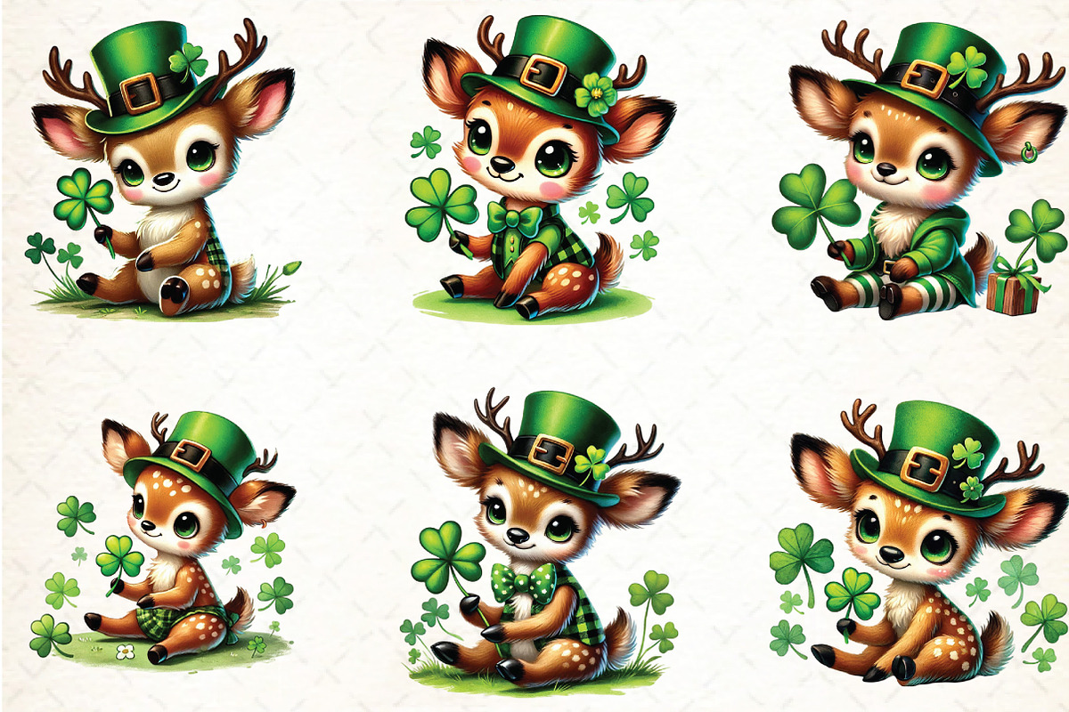 St. Patrick's Day Cute Reindeer Clip, an Illustration by DreamCafeArt (Photo 2 of 4)