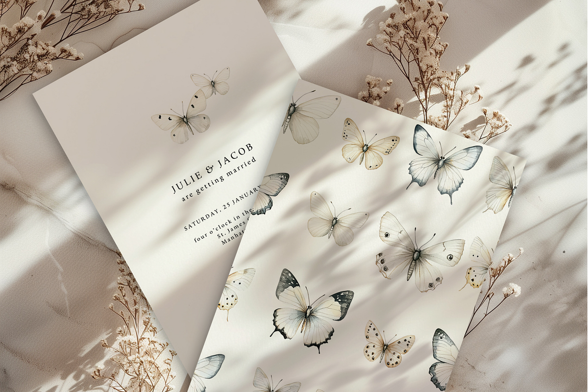Watercolor White Butterflies, a Decorative Illustration by ThaismotaCreativeCo (Photo 3 of 5)