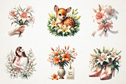 Lily Mothers Day Watercolor Cliparts, an Illustration by RobertsArt (Thumbnail 2 of 4)