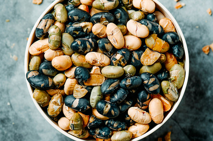 assorted roasted soya beans in a bowl, a Photo by Nito