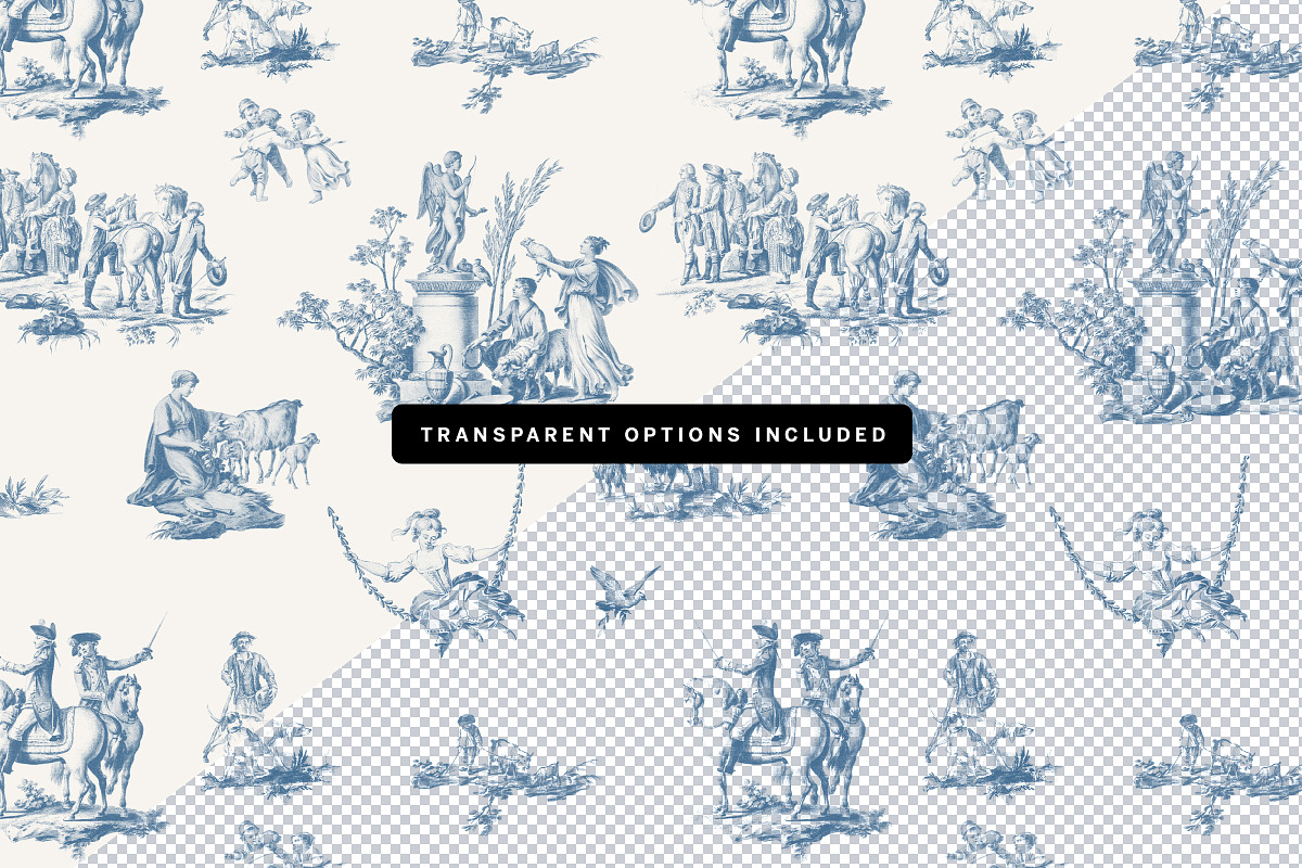 Chinoiserie Toile Seamless Patterns, a Pattern Graphic by Century Library (Photo 4 of 8)