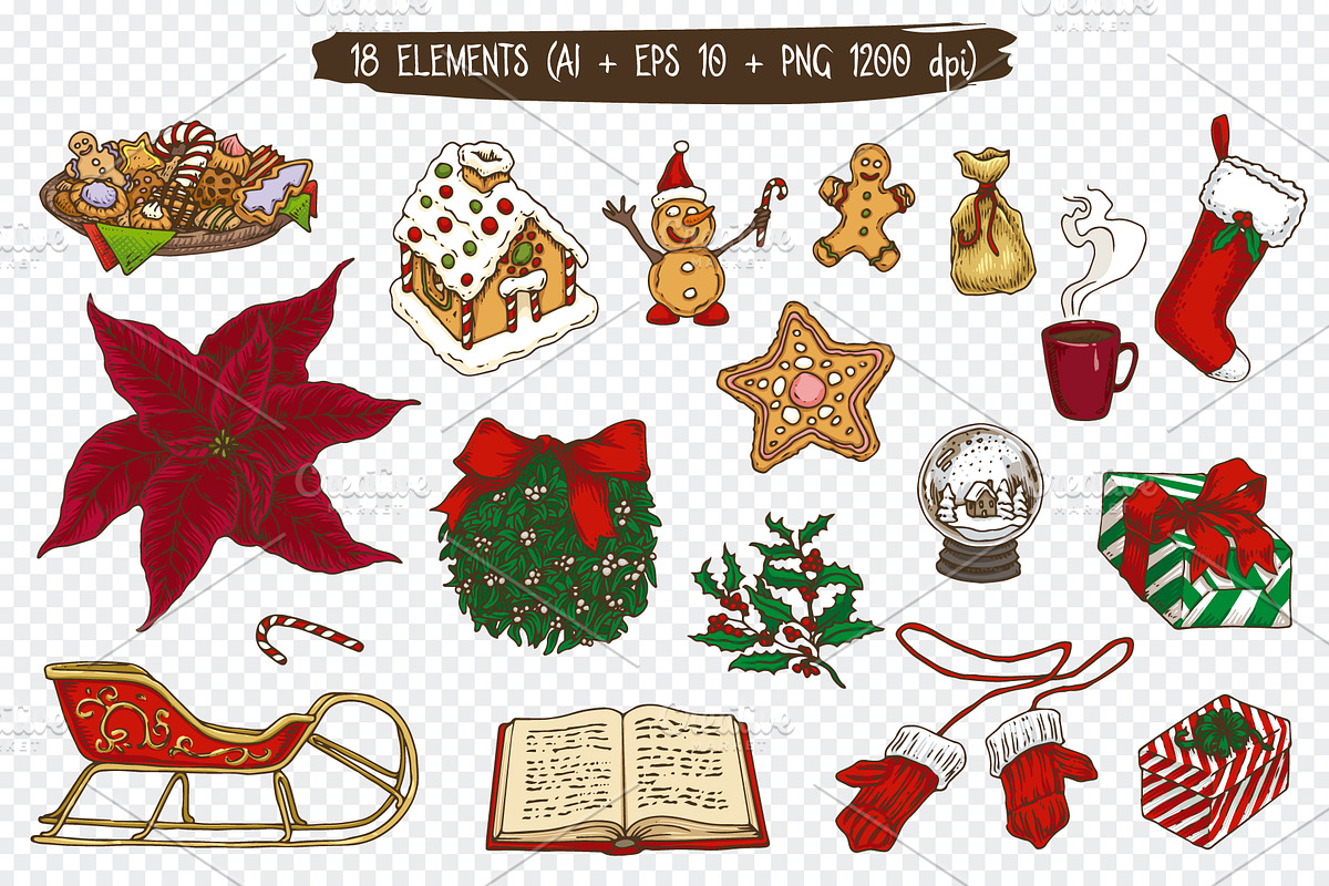 Christmas Elements Collection, an Illustration by DeepFuze (Photo 2 of 4)