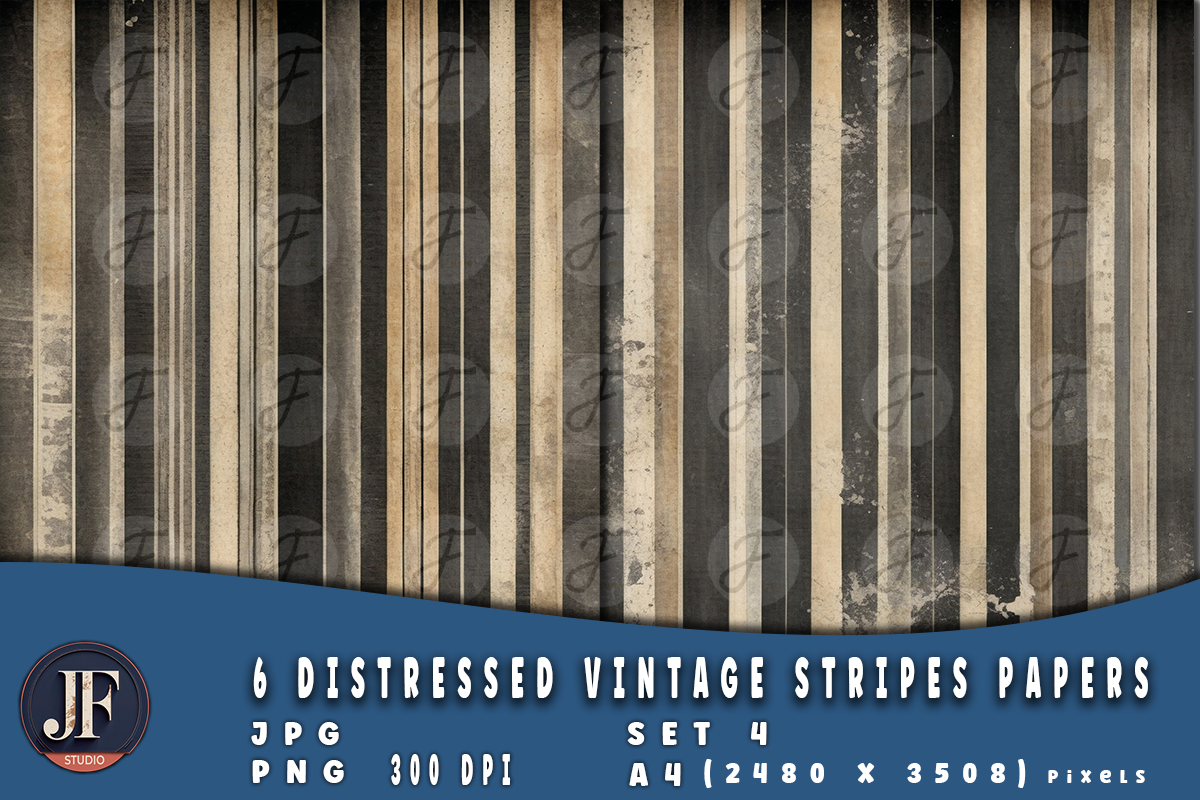 Distressed Vintage Stripes Papers 4, a Background Graphic by Joaquin Fernandez Studio (Photo 2 of 4)
