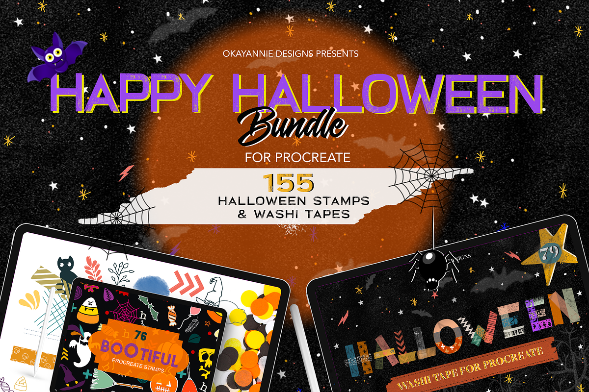 Happy Halloween Procreate Bundle, a Brush Add-On by OkayAnnie Designs (Photo 1 of 18)