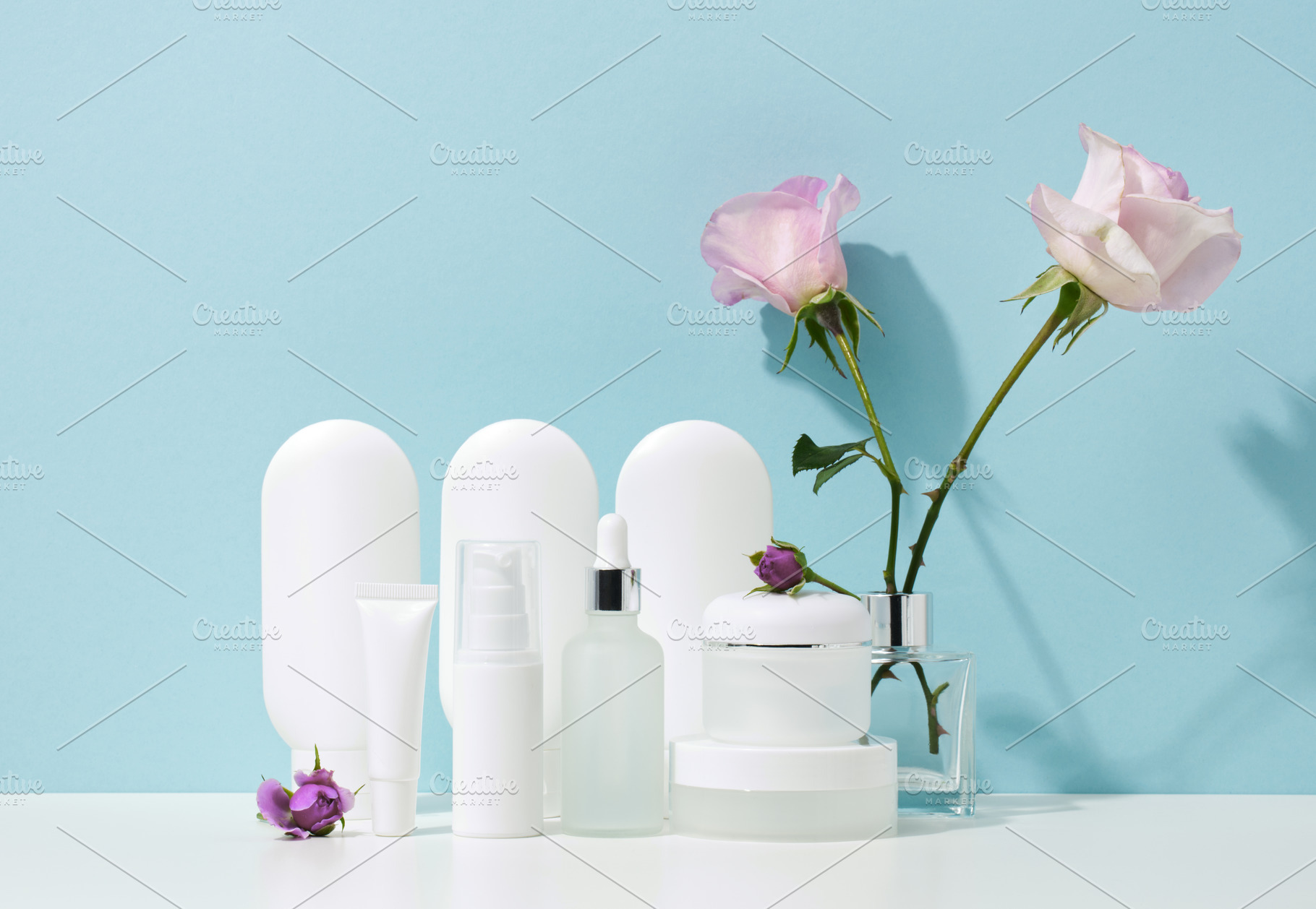 empty white plastic tubes and jars for cosmetics. Packaging for, a Beauty & Fashion Photo by ndanko