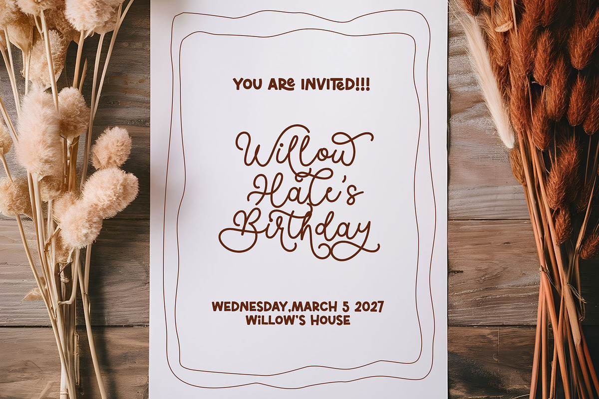 Picky Mother - Cute Monoline Font, a Script Font by Airotype (Photo 4 of 12)