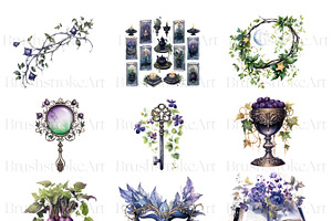 Watercolor Goth Clipart Pack