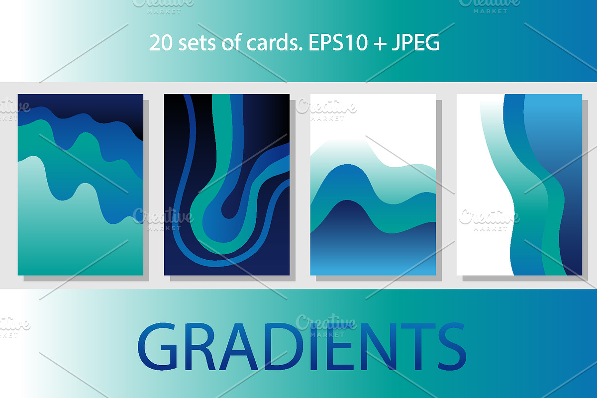 Gradients. 20 Sets of Colorful Cards, a Card Template by Svetlana Kononova (Photo 2 of 5)