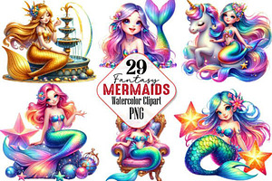 Fantasy Mermaids Clipart, a Person Illustration by LaijuAkter