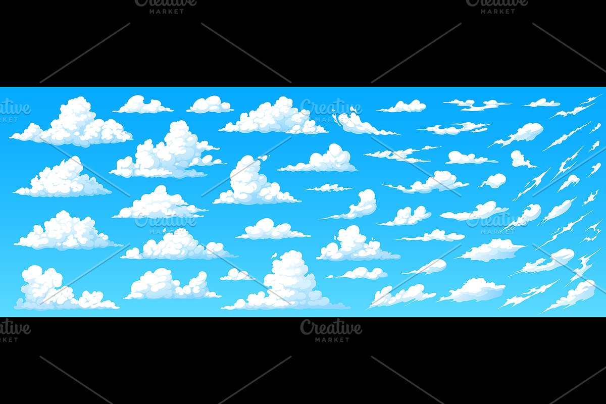 Cartoon anime manga sky clouds set, a Seasonal Illustration by Seavector Studio (Photo 3 of 3)