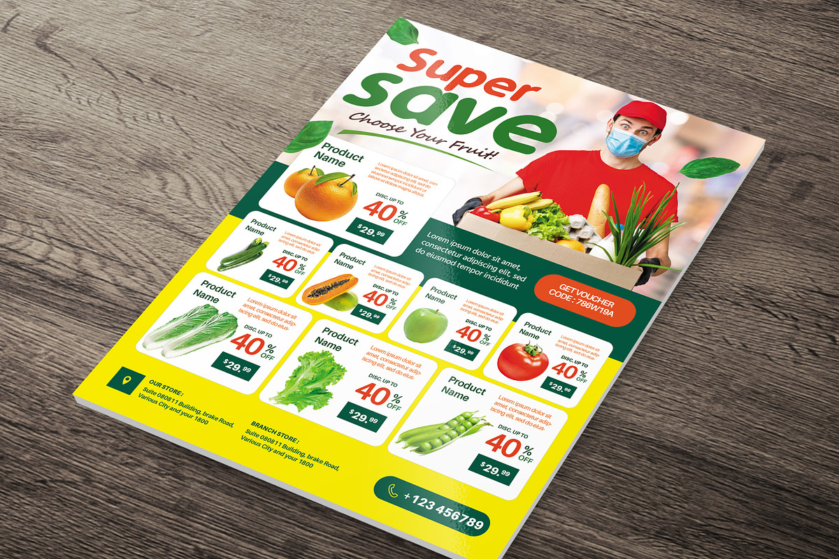 Supermarket Grocery Flyer Template, a Flyer Template by jobnabru (Photo 2 of 2)