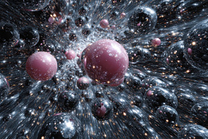 Pink and silver spheres in cosmic st, an Abstract Photo by Pixeness Studio